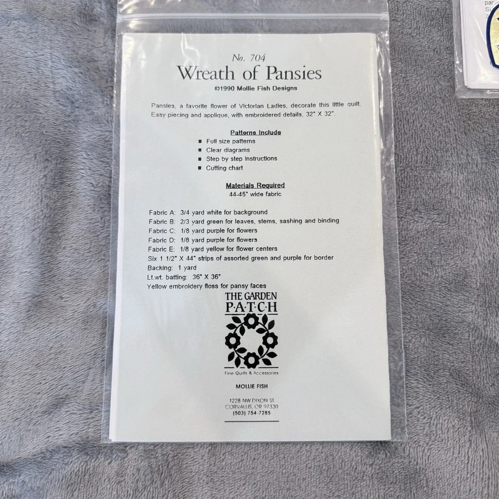 Lot 3 Vintage Quilt Patterns Floral Applique Pansy Morning Glory Wreath 1990s